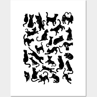 Black Cat Pattern Posters and Art